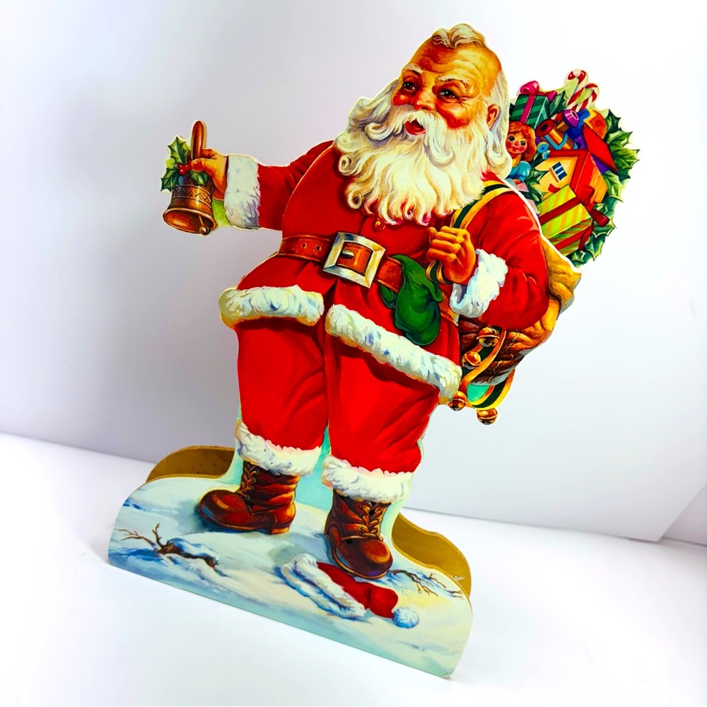 Santa W. Toys Windup Music Box Moving 3D Wooden By Ideal Pub Co ‘92 Vtg Working